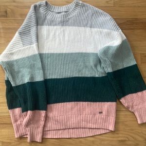 Barely worn multi colored block sweater gray,white, lt green,dark green, pink